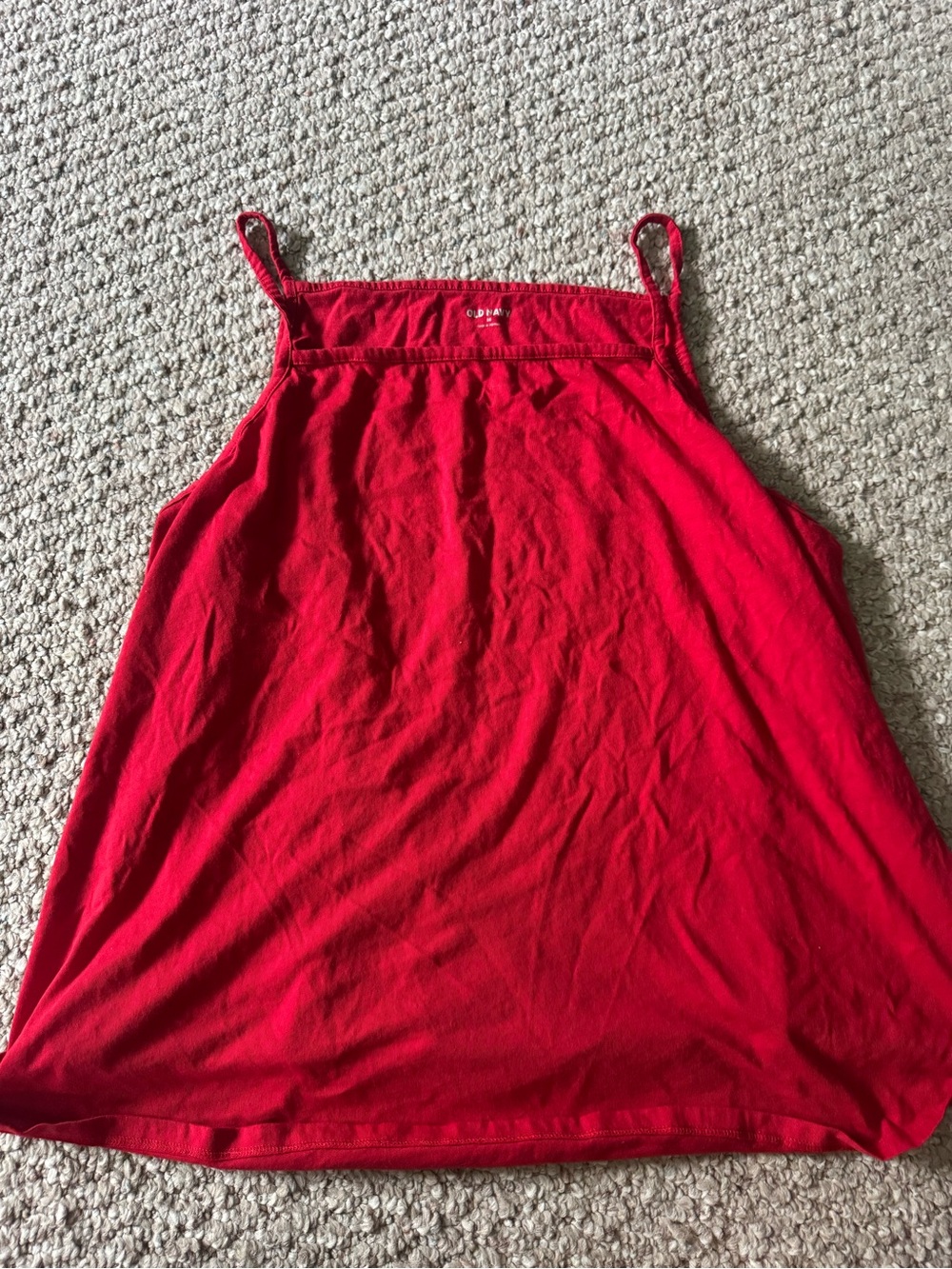 Red High Neck Spaghetti Strap Tank Top